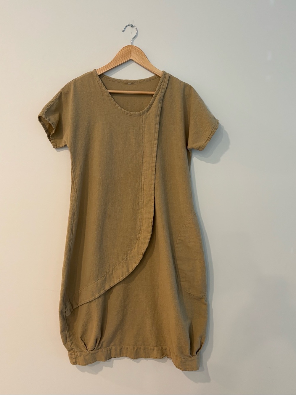Camel Colored Cotton Lagenlook Oversized Boho Tunic Dress - Picture 2 of 4